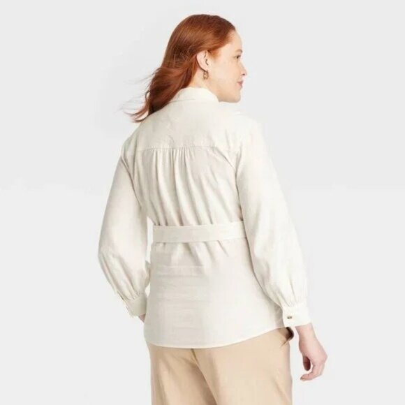 NEW Isabel Maternity Long Sleeve Linen Button-Up Maternity Shirt - Size L - Picture 10 of 10